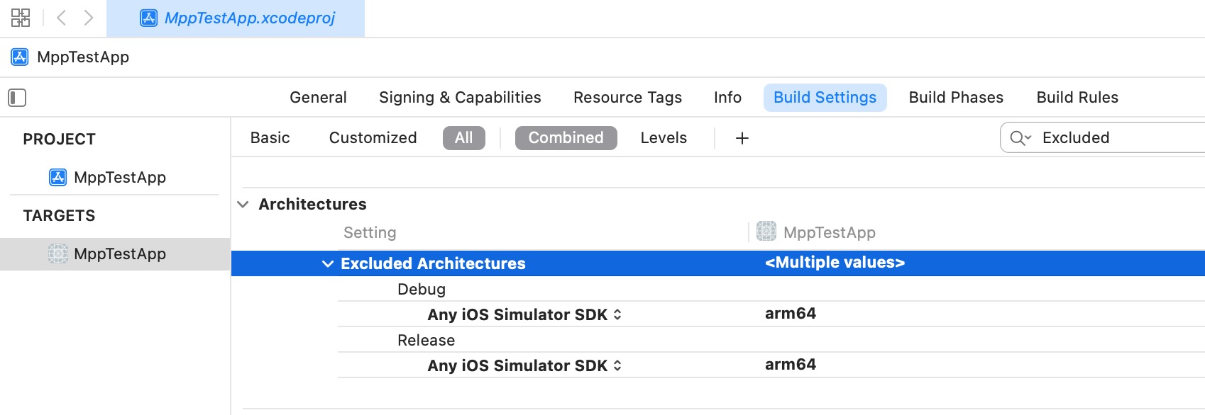 Xcode Excluded arm64